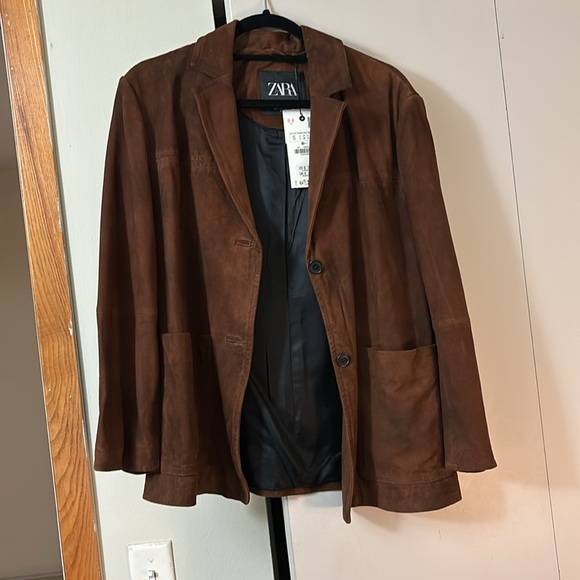 Zara 100% suede leather blazer jacket - Picture 7 of 8